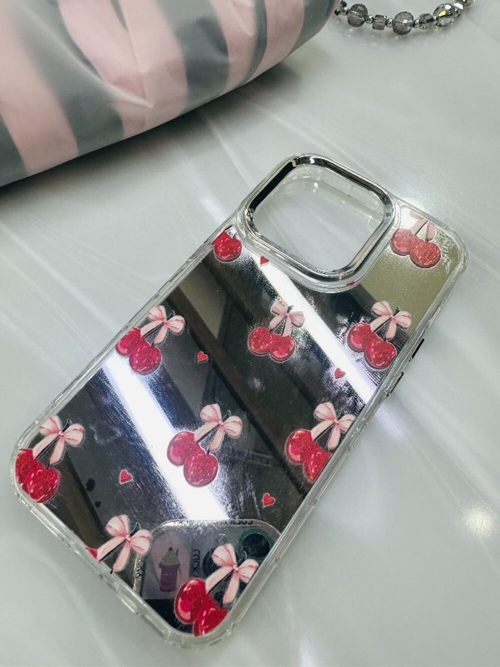 Minimalist Cherry Mirror iPhone Case | Fresh Cool